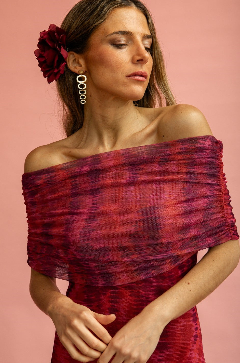 MERLINA - LONG DRESS WITH BARDOT NECKLINE